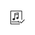 Music Sheet Approval, Checked Document with Musical Note Icon Royalty Free Stock Photo