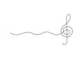 Music treble clef with curve line, continuous one art line drawing. Music concept. Hand drawn doodle sketch. Vector Royalty Free Stock Photo