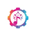 Music tree gear concept logo design. Royalty Free Stock Photo