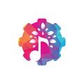 Music tree gear concept logo design. Royalty Free Stock Photo