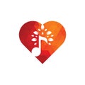 Music tree heart shape concept logo design. Royalty Free Stock Photo