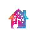 Music tree home shape concept logo design. Royalty Free Stock Photo