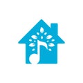 Music tree home shape concept logo design. Royalty Free Stock Photo