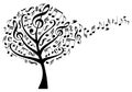 Music tree with notes, vector