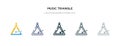 Music triangle icon in different style vector illustration. two colored and black music triangle vector icons designed in filled, Royalty Free Stock Photo