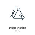 Music triangle outline vector icon. Thin line black music triangle icon, flat vector simple element illustration from editable Royalty Free Stock Photo