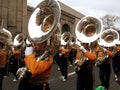 Music trombon band parading on the street Royalty Free Stock Photo