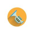 music trumpet flat icon with shadow. musical instrument flat icon Royalty Free Stock Photo