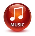 Music (tune icon) glassy brown round button Royalty Free Stock Photo