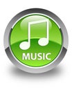 Music (tune icon) glossy green round button Royalty Free Stock Photo