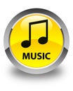 Music (tune icon) glossy yellow round button Royalty Free Stock Photo