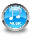 Music (tune icon) glossy cyan blue round button Royalty Free Stock Photo