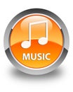 Music (tune icon) glossy orange round button Royalty Free Stock Photo