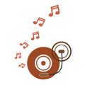 Music turntable disc brown retro music notes vector Royalty Free Stock Photo
