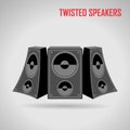 Music twisted speakers on gray vector