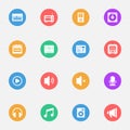 Music vector flat icons on the color substrate set of 16 Royalty Free Stock Photo