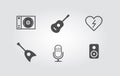 vector music player icons set in simple black outline style Royalty Free Stock Photo
