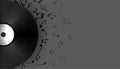 Music vinyl record label with sound notes Royalty Free Stock Photo