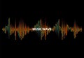 Music Wave logo. Vector rainbow pulse player Illustration. Colorful digital equalizer signal on a black background