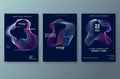 Music wave poster design. Sound flyer with abstract gradient line waves. Vector illustration