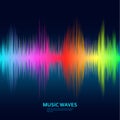 Music waves background. Rainbow sound music equalizer Royalty Free Stock Photo