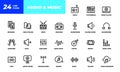 Music web icon set - outline icon set, vector, thin line icons collection Royalty Free Stock Photo