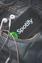 Music in your pocket with Spotify Royalty Free Stock Photo
