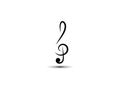 Musical abstract vector treble clef, icon, silhouette. Art style. The element is isolated on a light background