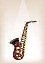 A Musical Alto Saxophone on Brown Stage Background Royalty Free Stock Photo