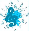 Artistic Musical background with treble clef
