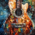 Musical background in abstract impressionist oil painting style. Royalty Free Stock Photo