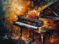 Musical background in abstract impressionist oil painting style. Royalty Free Stock Photo