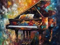 Musical background in abstract impressionist oil painting style. Royalty Free Stock Photo