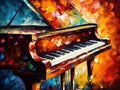 Musical background in abstract impressionist oil painting style. Royalty Free Stock Photo