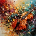 Musical background in abstract impressionist oil painting style. Royalty Free Stock Photo