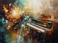 Musical background in abstract impressionist oil painting style. Royalty Free Stock Photo