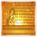 Musical background with a gold treble clef