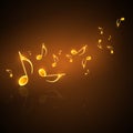 Musical background with golden notes