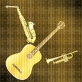 Musical background guitar, saxophone and trumpet Royalty Free Stock Photo