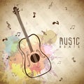 Musical background with isolated guitar. Royalty Free Stock Photo
