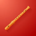 Musical background series. Classical flute, isolated on red background. Vector illustration Royalty Free Stock Photo