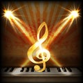 Musical background with a treble clef and piano keys uno Royalty Free Stock Photo