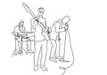 Musical band illustration. Black and white drawing.