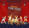 Musical band performing on stage of punk rock festival