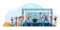 Musical band on stage at open air rock festival Royalty Free Stock Photo