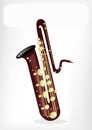 A Musical Bass Saxophone with A White Banner