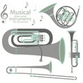 Musical brass wind instruments for orchestra