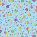 Musical cartoon seamless pattern Royalty Free Stock Photo