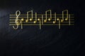 Musical Christmas sheet music paste isolated on a black textural background Royalty Free Stock Photo
