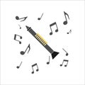 Musical clarinet icon on a white background. Vector